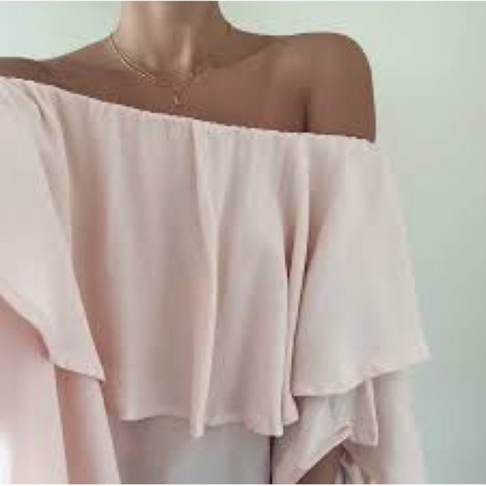 MLM ~ Maison Off-Shoulder Pink Ruffle Dress - Picture 3 of 5